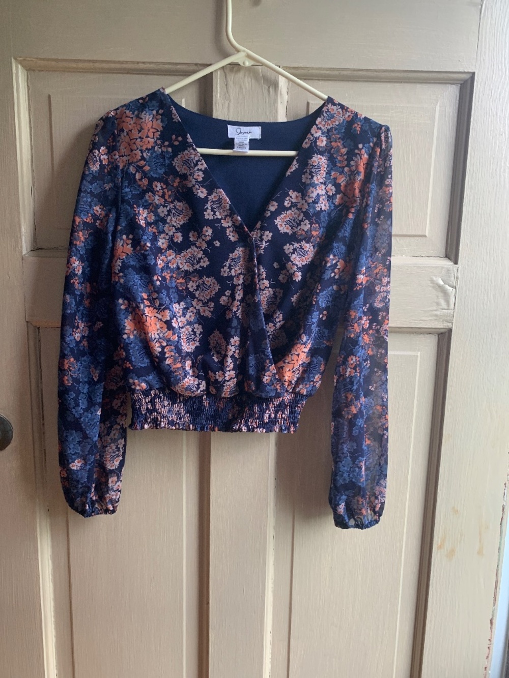 Navy Blue Floral Blouse